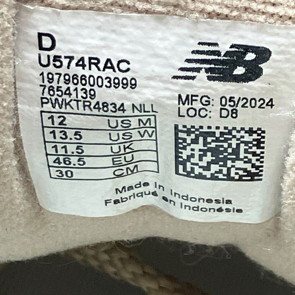 New Balance Sneakers Mens 12 Beige Suede 574‎ Mesh Gym Casual Streetwear U574RAC - Picture 4 of 11